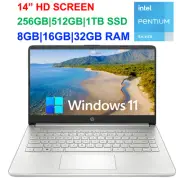 2024 HP Laptop Computer 14" HD Quad-Core Intel Pentium Upto 32GB RAM & 1TB SSD