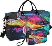 [YXYZRMY] Colorful Sea Turtle Travel Duffel Bag Gym Bag Sports Tote Bag with Multiple Interior Pockets Shoulder Weekender Bag for Women Men with Toiletry Bag 20.5”x 7.9”x 13.8”, Multi-Colored, one size