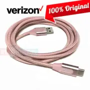 Verizon Logo 6FT Braided Pink USB-C Charge Data Cable for Galaxy iPhone iPad