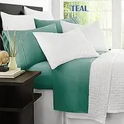 Ramesses 2000 Thread Count Antibacterial Cooling Bamboo Sheet Set, Single, Teal