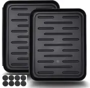 "2 Pack Small Boot Tray Set - Indoor/Outdoor Use, 13.7x10.6 Inch, Black"
