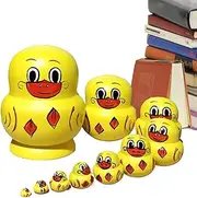Nesting Dolls, Colorful Cartoon Stacking Nested Dolls, 10x Lovely Educational Learning Toys, Funny Wooden Nesting Doll for Christmas, New Year Fun Holiday D?cor