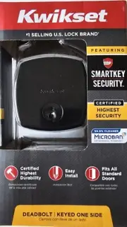 Kwikset Midtown Modern Smartkey Matte Black Square Contemporary Deadbolt Lock