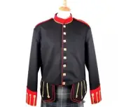 Scottish Men's Doublet Kilt Jacket Red & Black Military Uniform Doublet Jacket