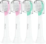 Ofashu Kids Toothbrush Heads Compatible with Electric Philips Sonicare Handle, Replacement Heads Compact for Child 3-7 Years Old, Mini Brush Heads with Caps, Pink&Green 4 Pack