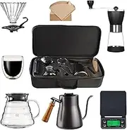 EqiEch Drip Coffee Maker Set,طقم قهوة V60 Coffee Maker Set,7-piece Coffee Tool with Portable Travel Bag,طقم قهوة V60 Coffee Filter Set,for Home,Travel,Camping