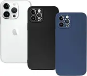 [Electro-weideworld] [3 Pack] Case for iPhone 14 Pro Max (Clear+Black+Blue), Ultra Thin Soft Silicone Case [Camera Protection] Phone Case Cover for iPhone 14 Pro Max