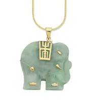 9kt Yellow Gold Natural Jade Pendant