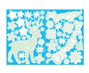C119 2PCS Self-luminous Christmas Decoration Snowflake Elk Sticker Christmas Static Window Sticker Luminous Wall Glass Sticker