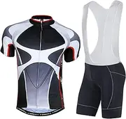 [sponeed] Mens Cycling Bibs Kits Bike Bib Shorts 4D Gel Padded and Bicycle Jersey Biking Clothing Suit