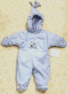NWT Baby Bunting SIR HUGS A LOT Carters Just One Year Snow Winter Blue SOFT!
