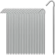 AAGUT Tent Stakes Metal Garden Edging Fence Hooks Yard Camping Stake Heavy Duty Galvanized 9 Inch 6 Gauge Tent Pegs for Tarp, Inflatable, Outdoor Christmas Decorations, 25 Pack