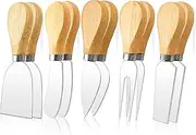 ProudMoore 10 Pcs Cheese Knives, Wooden Handle Cheese Knife Set for Charcuterie Board, Mini Steel Stainless Cheese Cutter, Spreader, Fork for Party Wedding Christmas, Charcuterie Accessories