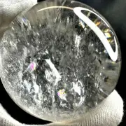 Raku Himalayan Crystal Round Ball With Rainbow Natural Stone Power Purification