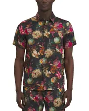 Prps Gold Finch Floral Pattern Short Sleeve Button Down Shirt