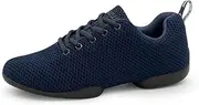 [Anna Kern] Suny Women's Dance Trainers 170 Bold - Knit Navy Blue - Normal Width - 1 cm Sneaker Heel - Split PU Sole