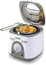 Augosma Mini Fryer with Oil | 850-950W | Capacity: 1 Litre | Viewing Window | Frying Basket Made of Stainless Steel | Adjustable Temperature | Heat Insulated | Non-Slip Rubber Pad | White