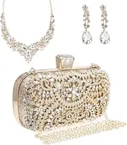 [DA BODAN] Womens Sparkly Rhinestone Sequin Glitter bag Clutch Evening Handbag Shoulder Bags Purse for Wedding Party Prom