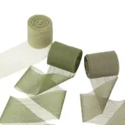 3 Roll Chiffon Crinkle Ribbon 1.6"x5.5 Yd, Fabric Silk Ribbon, Forest Colors