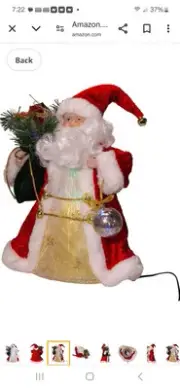 Kurt Adler Kurt Adler 12 In Fiber Optic LED Santa Treetop Tree Topper Christmas