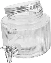 CONGARTENO Water Dispenser Glass Smoothie Drinks Simple Jar Drink Dispenser Modern Water Pitcher with Tap Spout Cold Large Dispensing Beverage Drink Water Jugs Taps Tea Jar White