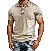 Men's Golf Shirt Golf Polos Shirts Work Casual Lapel Short Sleeve Basic Modern Plain Buttons Summer Regular Fit Black Pink Blue Purple Brown Green Golf Shirt