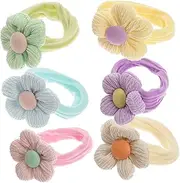 Vaguelly 6pcs Strings Flower Hair Ties for Elastic Hair Ropes for Comfortable Durable Scrunchies for Daily Wear and Special Occasions