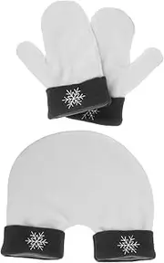 [Abaodam] 1 Set Couples Hand Holding Gloves Double Warm Mittens with Romantic Snowflake Embroidery for Valentine's Day Comfortable Winter Mitts for Him and Her