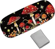 CREATCABIN Hard Shell Sunglasses Case Leather Glasses Case Glasses Holder Portable Travel Glasses Storage Bag Clamshell Protective Cleaning Cloth for Men and Women Mushroom 16.2 x 6.4 x 3.9 cm