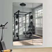 Home Gym Mirror, 12Pcs 10" × 12" HD Glass Mirror for Gym, Frameless Self Adhesiv