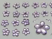 1000 Purple Acrylic Flatback Faceted Flower Rhinestone Gems 6mm