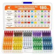 180Pcs Fuse Kit,60 Mini Car Fuses + 60 Standard Blade Automotive Fuses