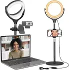 Selfie Ring Light with Tripod Stand and Phone Holder, 8'' Desk Circel Lamp for V