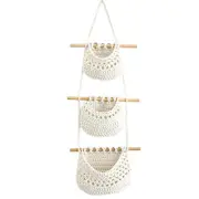 Hanging Fruit Basket 3 Tier Macrame Baskets toy Storage Net Boho Wall Decor