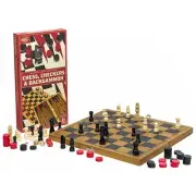 Chess | Checkers | Backgammon Classic Wooden Family Board Games