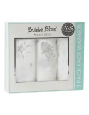 [Bubba Blue] Wish Upon A Star Face Washers 3 Pack in White