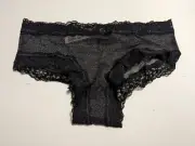 Victoria's Secret Sequin Posey Mesh Cheekie, 420217, Black, XLarge