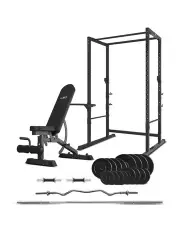 [LSG] GBH-300 Power Rack + GBN-006 14-Level FID Exercise Bench + 90kg Weight Set Package in Black
