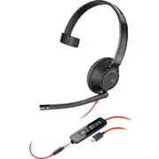 HP Poly Blackwire 5210 USB-C/A Wired On-Ear Mono Headset - Teams & UC Certified Noise-Canceling Mic / In-line Control / USB-A&C + 3.5mm [8X230AA]