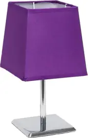 Simple Designs Mini Chrome Table Lamp with Squared Empire Fabric Shade Purple