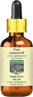 Devprayag Pure Linseed Oil (Linum usitatissimum) with Glass Dropper Natural Therapeutic Grade Cold Pressed 30ml (1 oz)