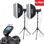 2X Godox SK400II Studio Flash + Softbox + Light Stand + XPRO-C Trigger for Canon