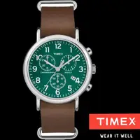 在飛比找蝦皮商城優惠-TIMEX 天美時 綠面數字三眼皮帶錶 40mm 夜光冷光面