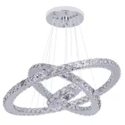 Eli & Co. Lighting Maleny 3-Ring Crystal Chandelier – Dimmable Chrome Finish