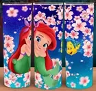Ariel Mermaid Flounder Chibi Style Cherry Blossom Coffee Cup Tumbler