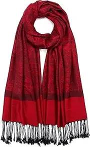 [QIUTIMIY] Paisley Pashmina Shawl Wrap Women Reversible Vintage Jacquard Pashmina Rave Scarf with Fringe for Evening, Wedding