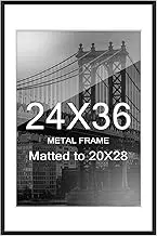 Homso 24x36 Poster Frame in Black, Thin Metal Aluminum Picture Frame with Crystal Acrylic for Wall Display