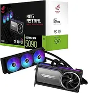 ASUS ROG Astral LC GeForce RTX 5090 32GB GDDR7 OC Edition Gaming Graphics Card with All-in-One Liquid CPU Water Cooling (Nvidia DLSS4, PCIe 4.0, DP 2.1b, 360mm AIO Cooler, ROG-ASTRAL-LC-RTX5090-O32G)