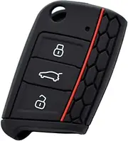 Remote Control Fob Cover Case - Silicone Protective Sleeve Holder Accessories Compatible with VW Volkswagen Polo Golf 7 Mk7 Tiguan Seat Skoda