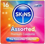 Skins Assorted Condoms Multipack, Ultra-Thin, Natural & Dots & Ribs. No Latex Smell and Extra Lubrication for Maxinum Pleasure. Natural Look That Feels Like Real Skin - Pack of 16